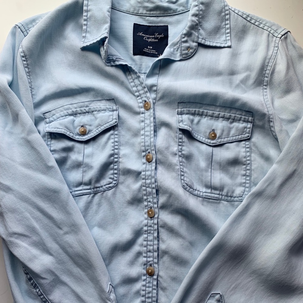 Blue American Eagle Outfitters Button-Up Shirt
